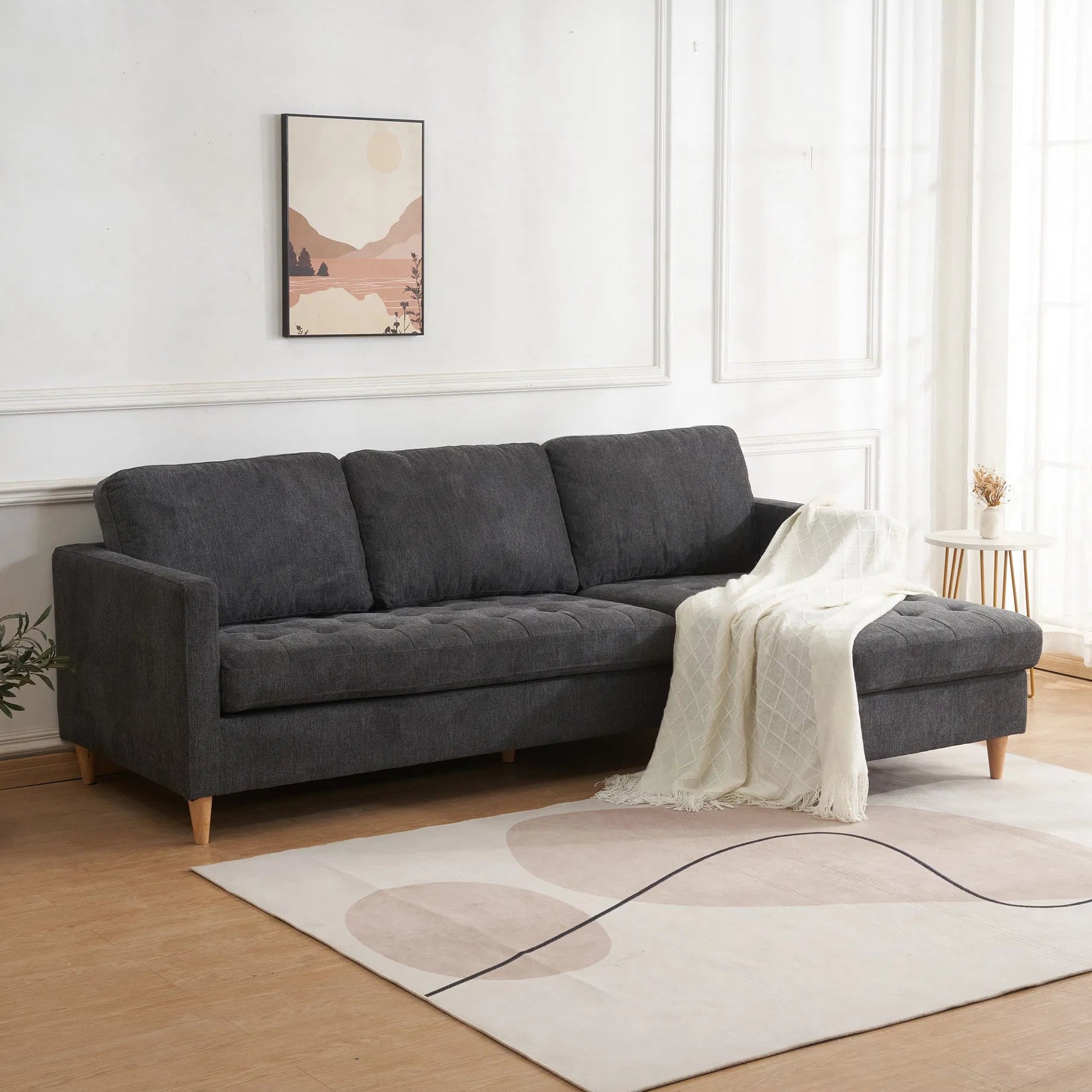 CALM | ספה תלת מושבית עם שזלונג מודולרי בשילוב רגלי עץ - KUALA