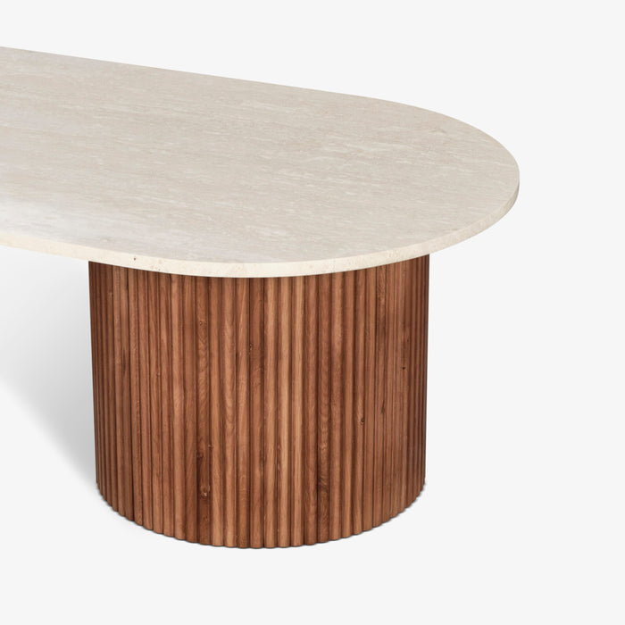 TREVOR | שולחן סלון משולב עץ ואבן טרוונטין