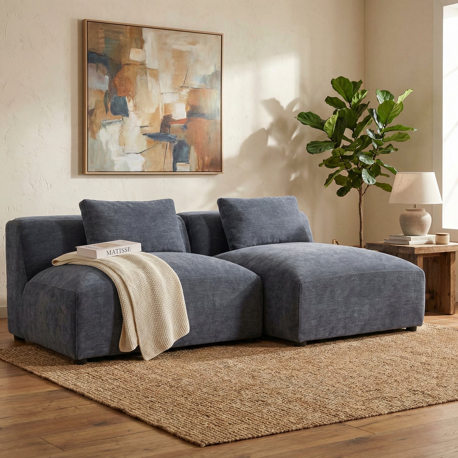 STARNAS | ספת שזלונג מודרנית מרופדת בבד אריג