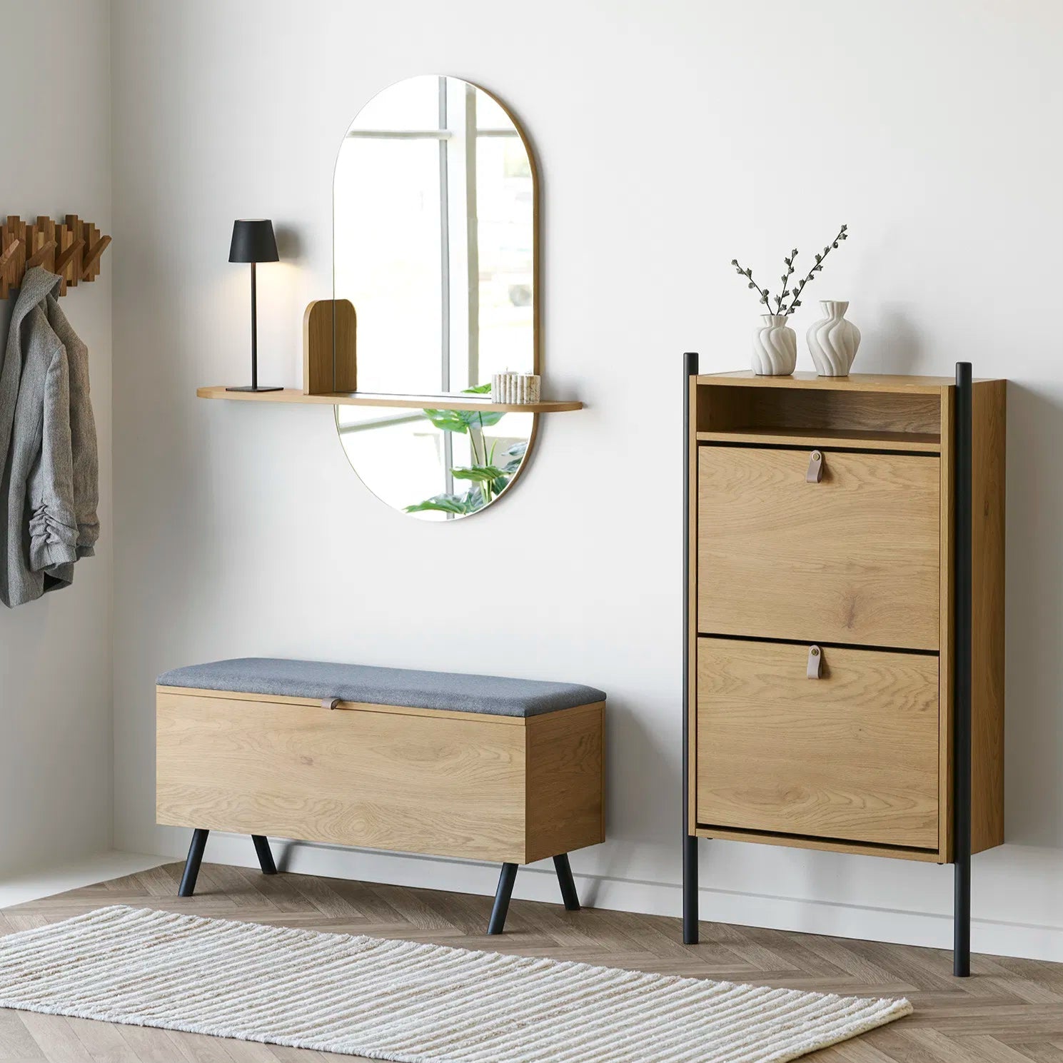 BIRE | ספסל אחסון מעץ עם כרית מושב - KUALA