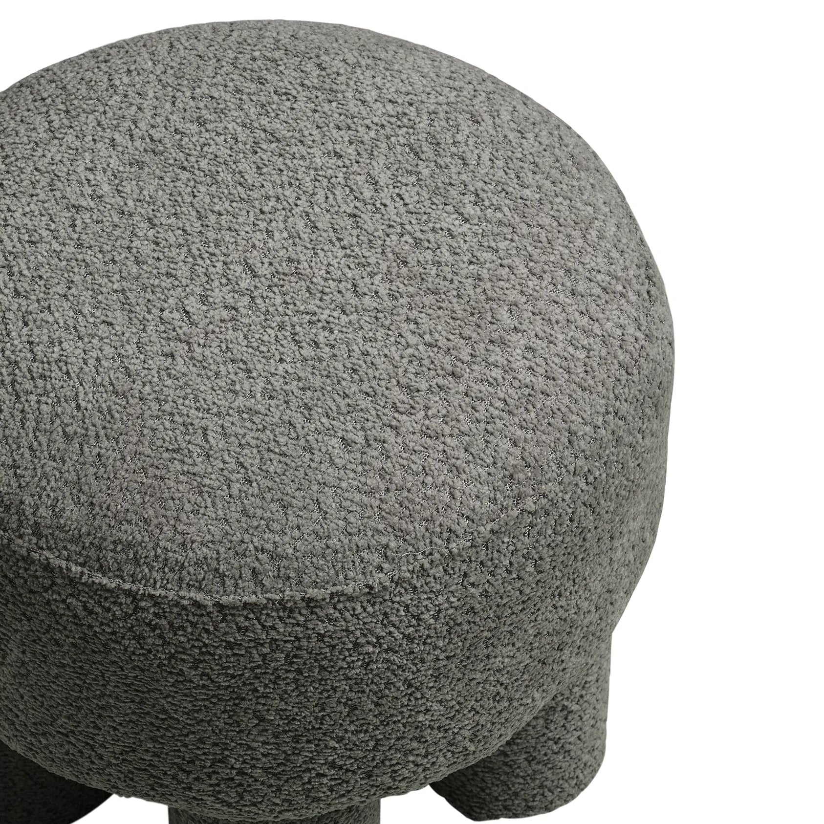 RUYUM | הדום עגול מרופד בבד אריג בגוון אפור - KUALA