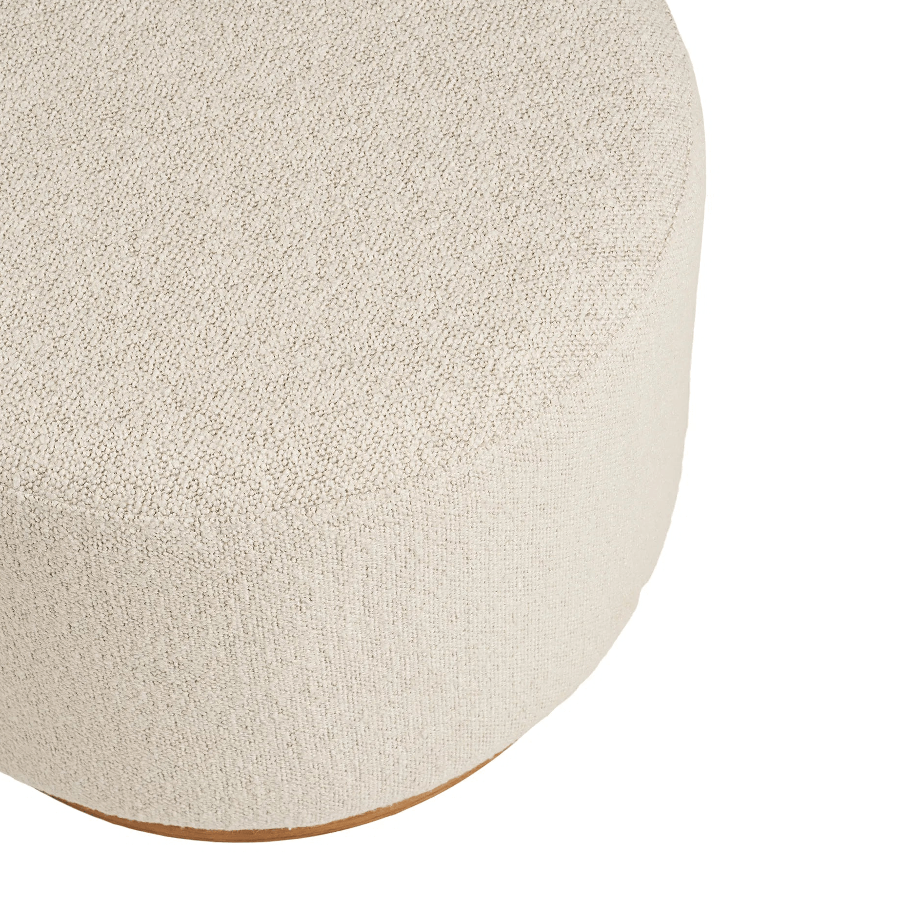 BESEMI | הדום עגול מרופד בבד בוקלה בגוון חול - KUALA