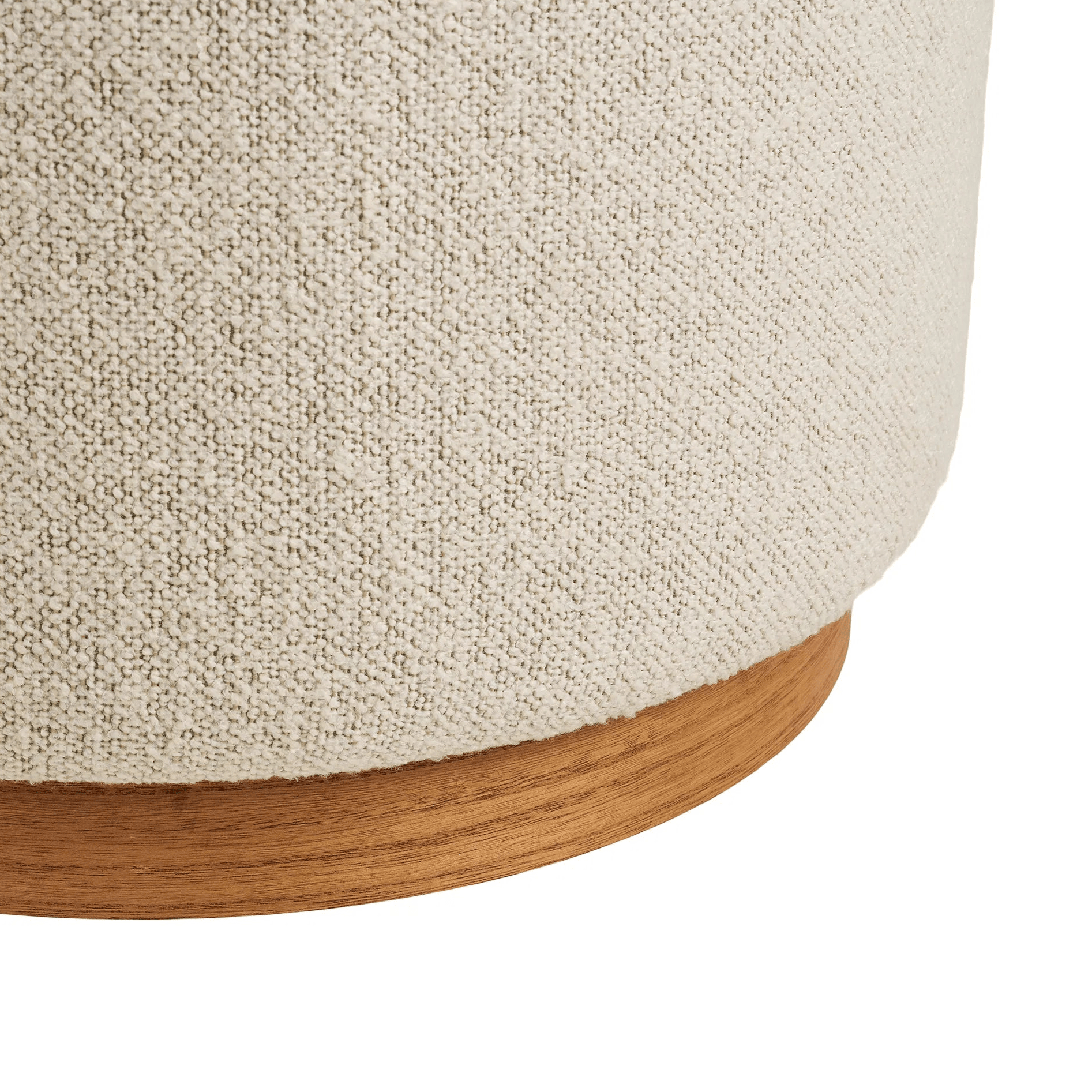 BESEMI | הדום עגול מרופד בבד בוקלה בגוון חול - KUALA