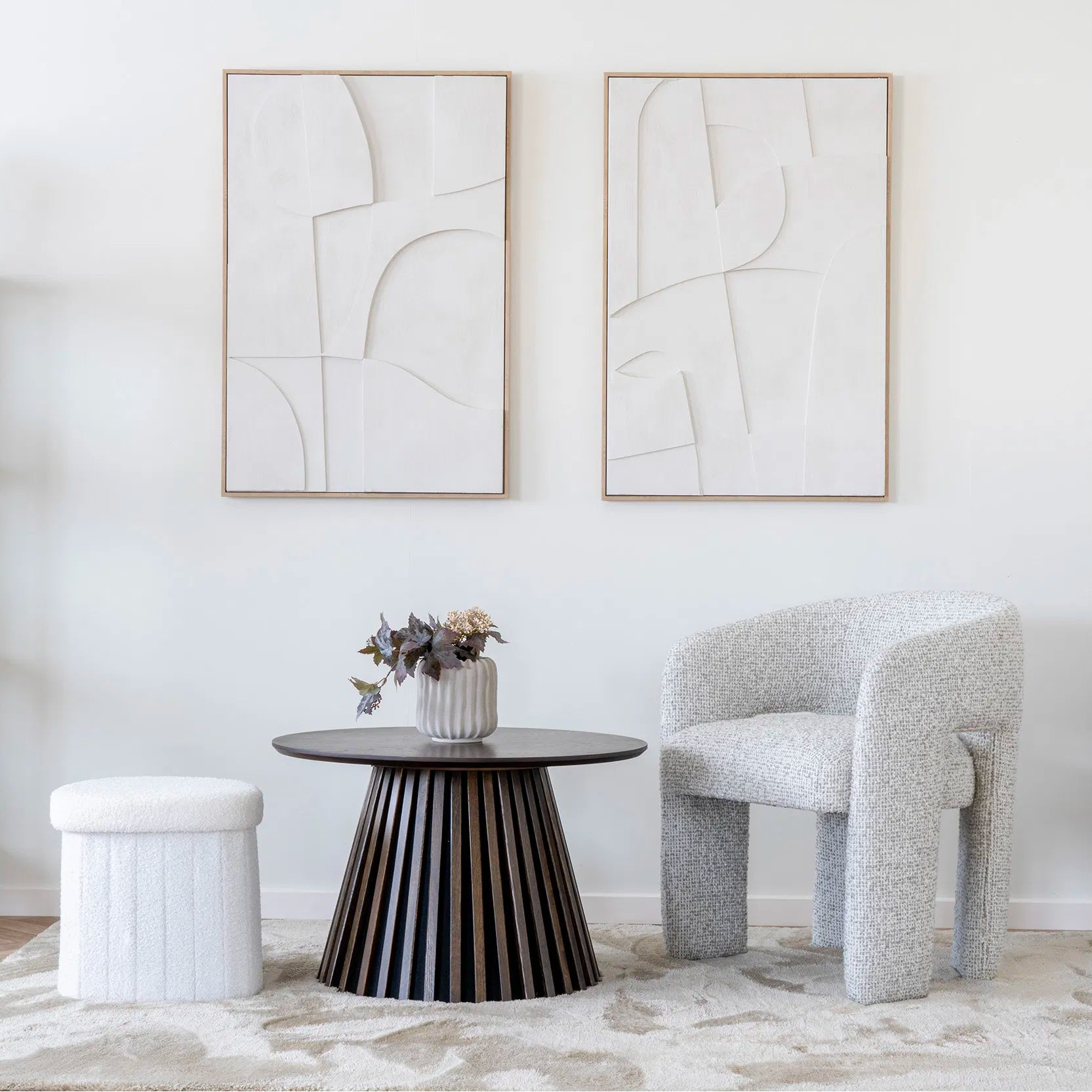 LITEX | הדום מרופד בבד בוקלה, עם תא אחסון - KUALA