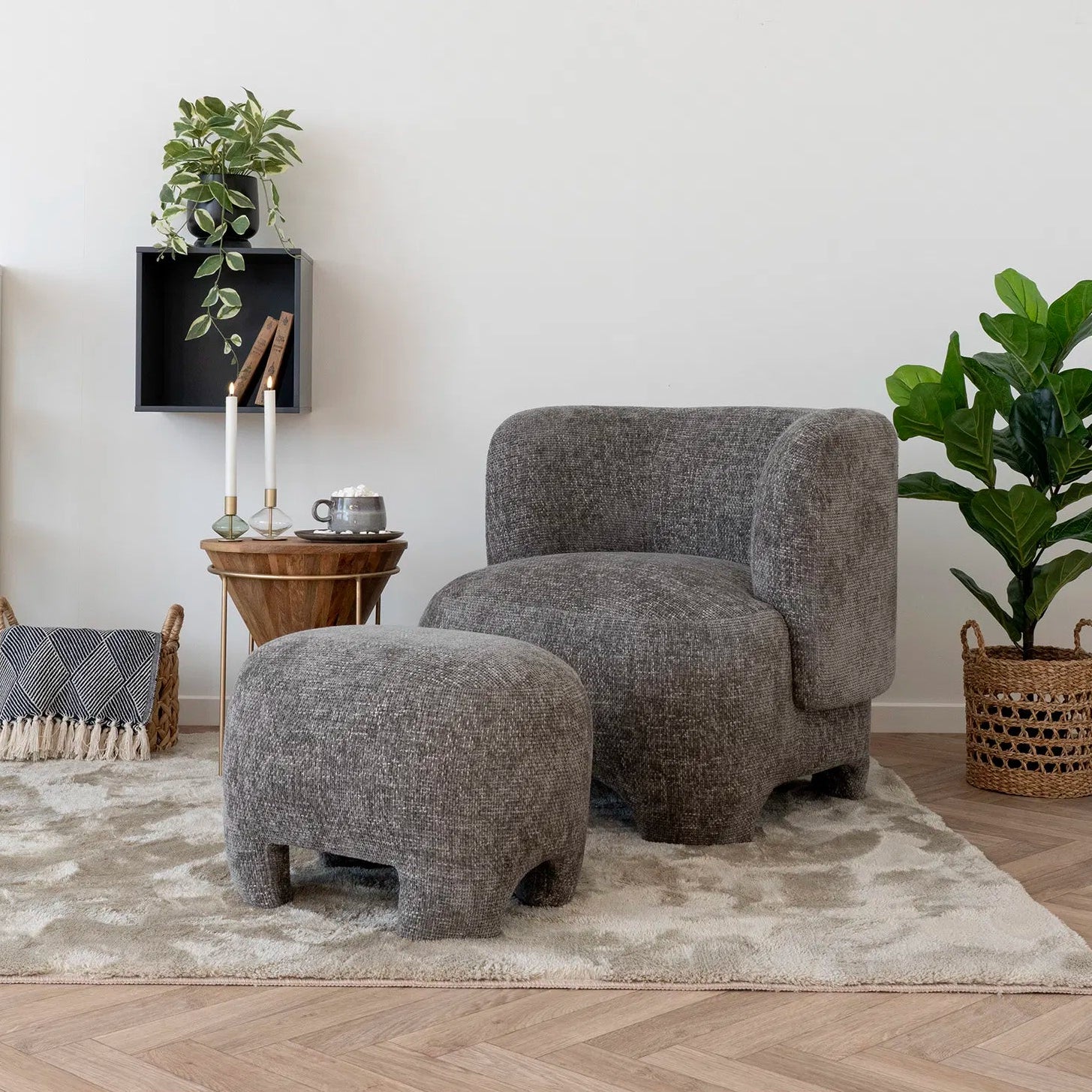 LYTE | הדום עגול מרופד בבד אריג - KUALA