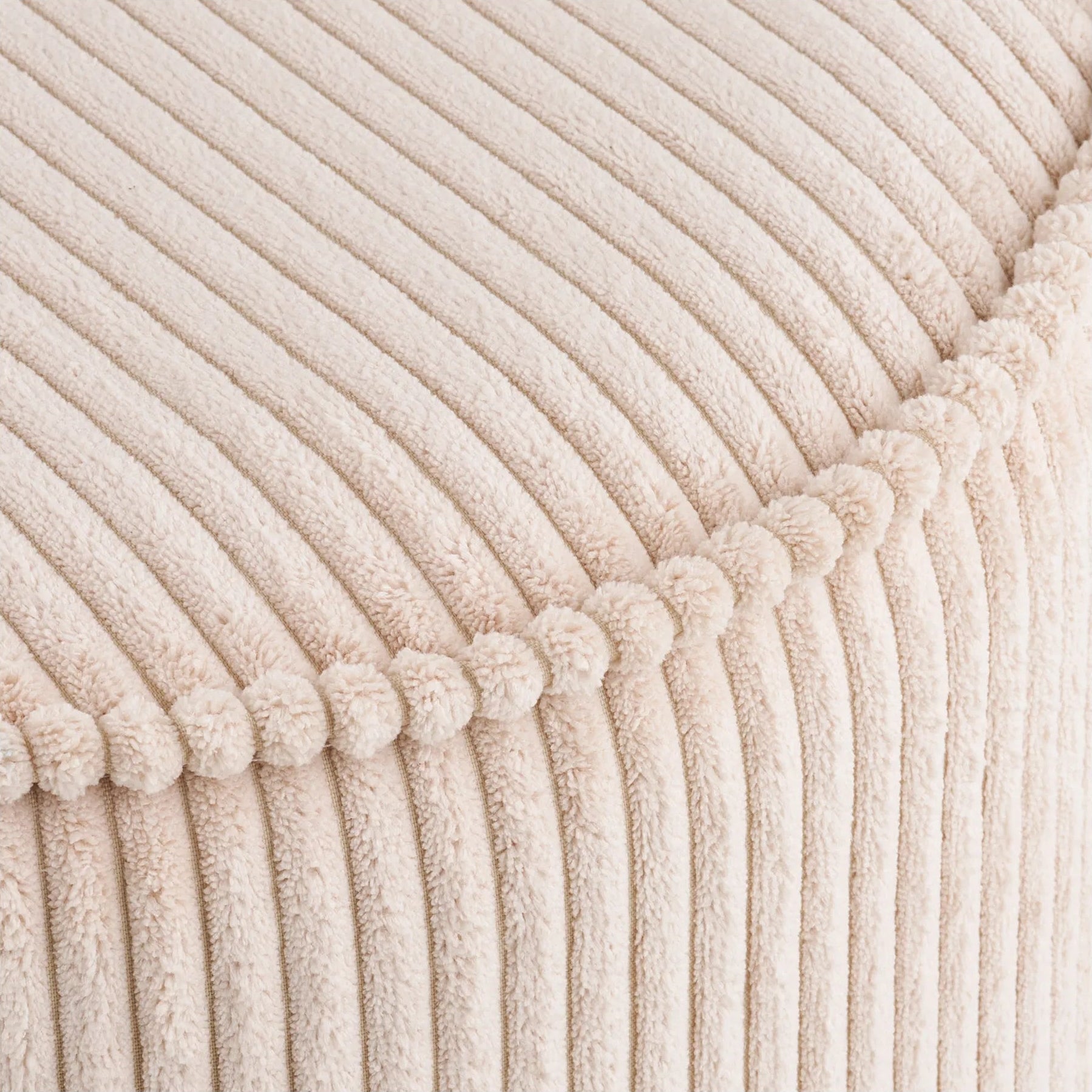 LINAS | הדום עגול מרופד בבד קורדרוי בגוון בז' - KUALA