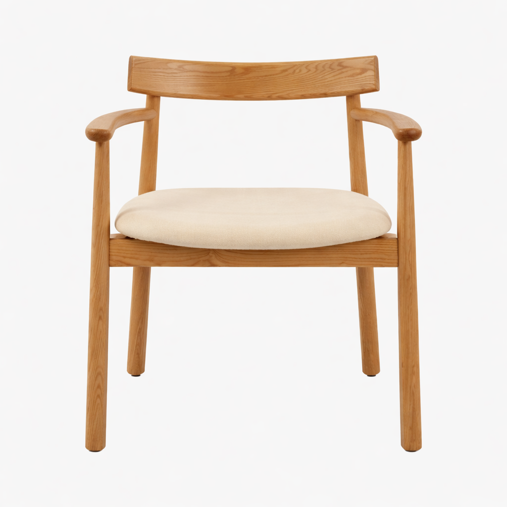 MYRAMO | כיסא אוכל מעוצב מעץ מילה וריפוד אריג