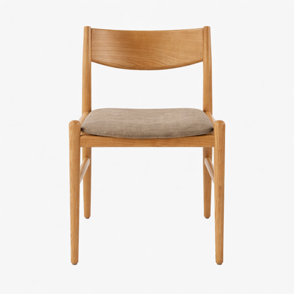 EYVO | כיסא אוכל מעוצב מעץ מילה וריפוד אריג