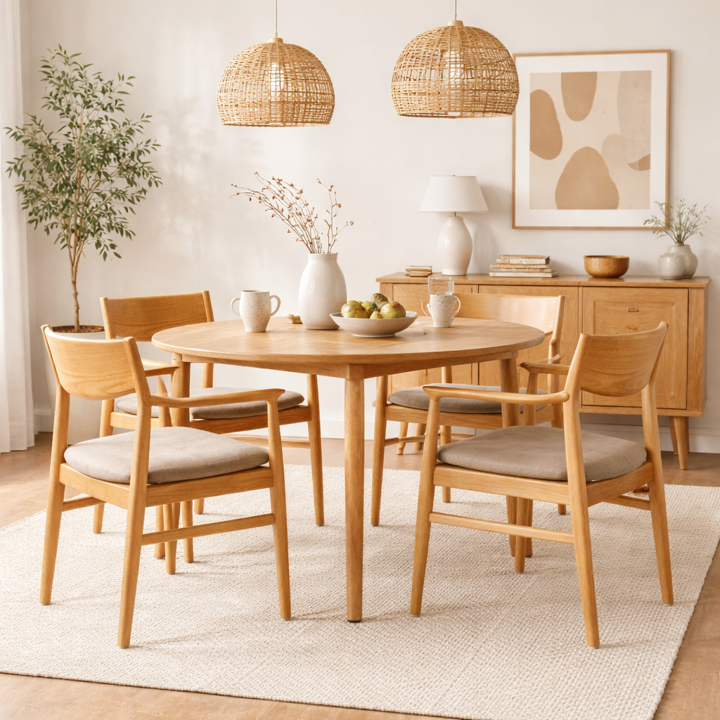 MOLI | כיסא אוכל מעוצב מעץ מילה וריפוד אריג