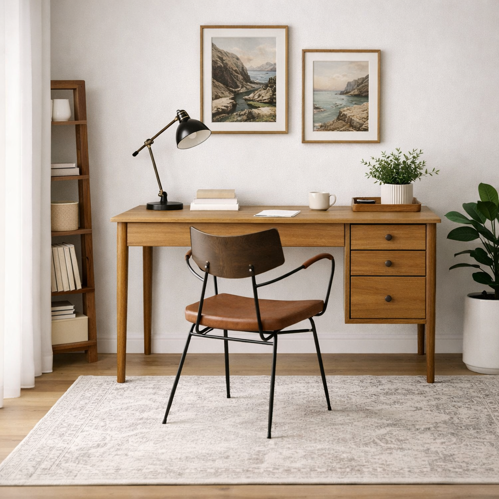 ASALINE | כיסא אוכל מעוצב ממתכת, ריפוד עור ועץ אלון מלא