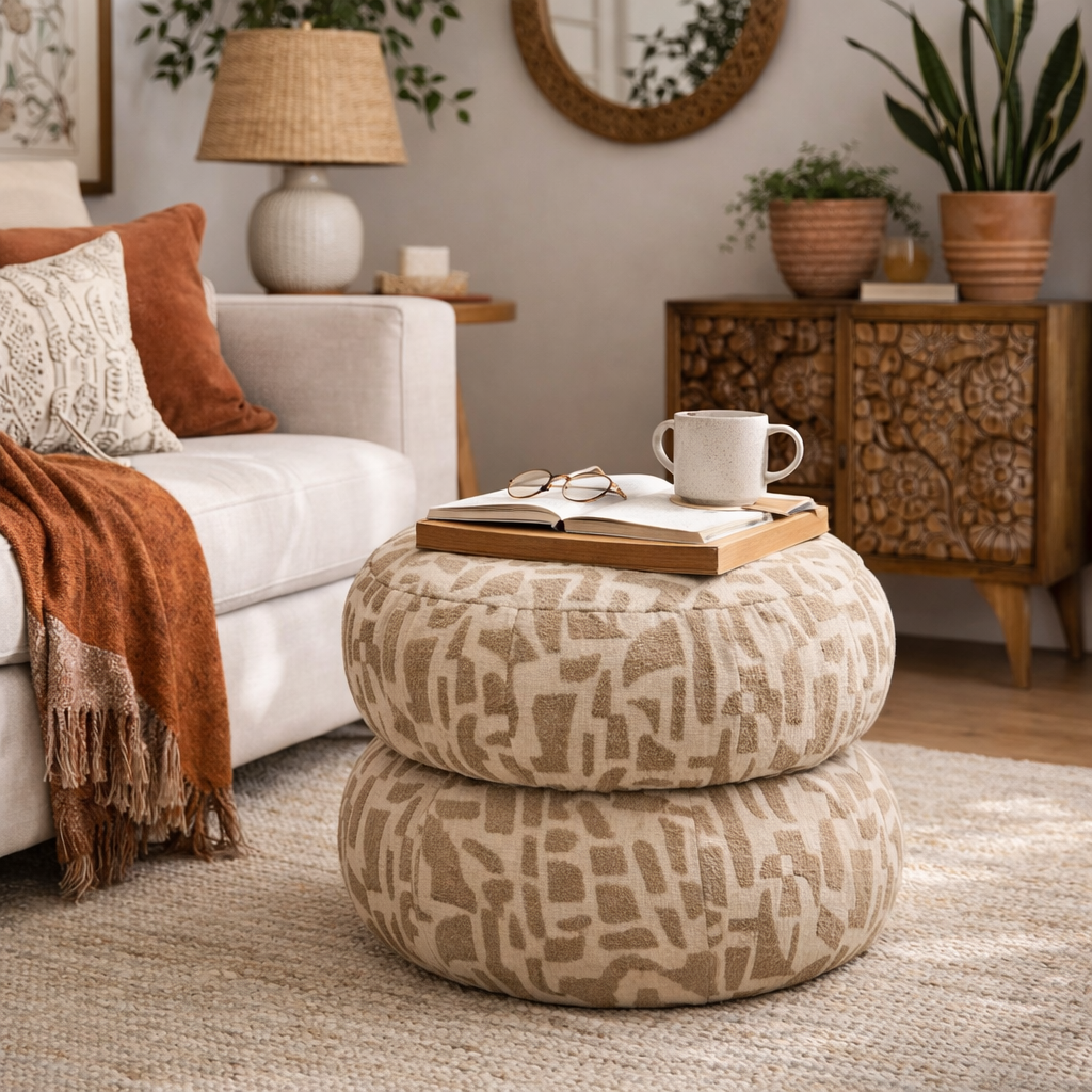 IVARIN | הדום מעוצב מרופד בבד אריג עם פאטרן - KUALA