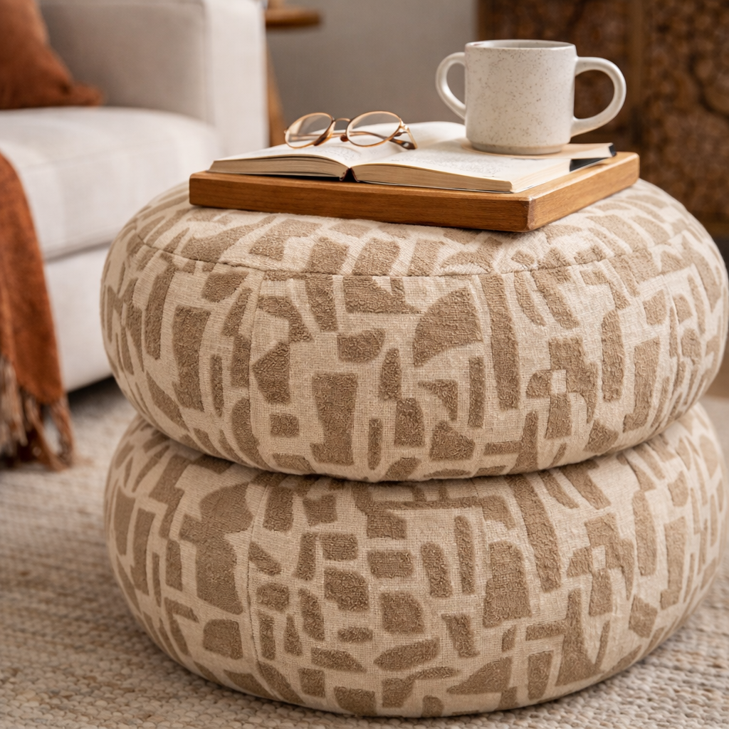 IVARIN | הדום מעוצב מרופד בבד אריג עם פאטרן - KUALA