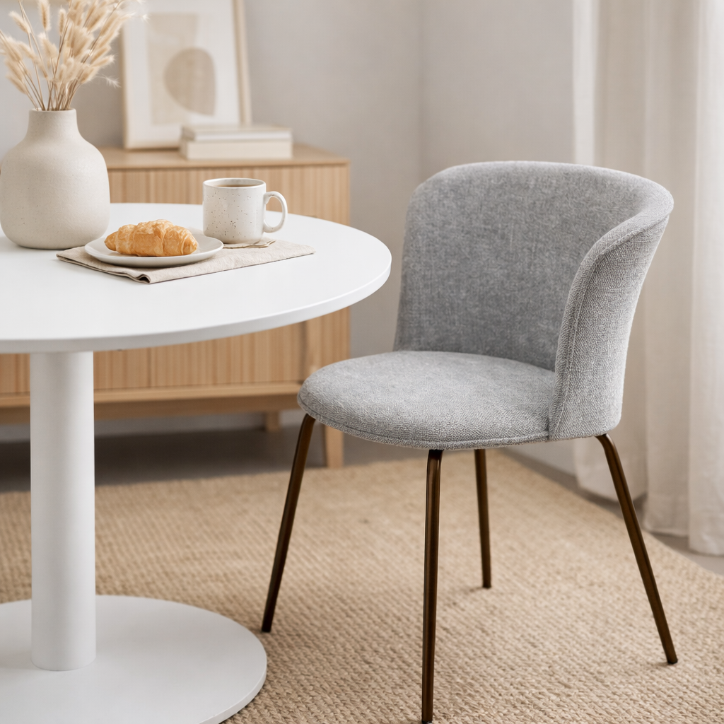 NORAS | כיסא אוכל מרופד בבד אריג בשילוב רגלי מתכת - KUALA