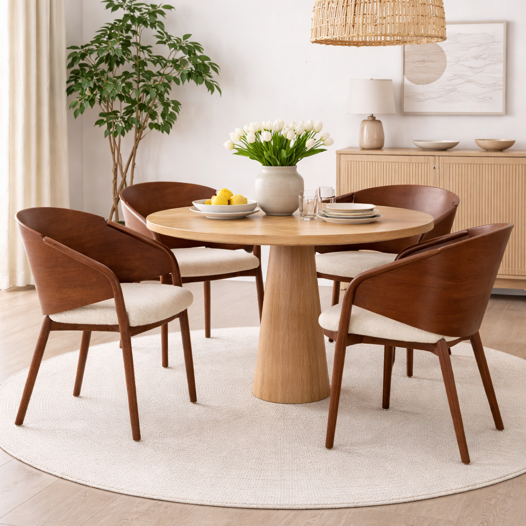 COASTNO | כיסא עץ בשילוב מושב מרופד בבד אריג - KUALA