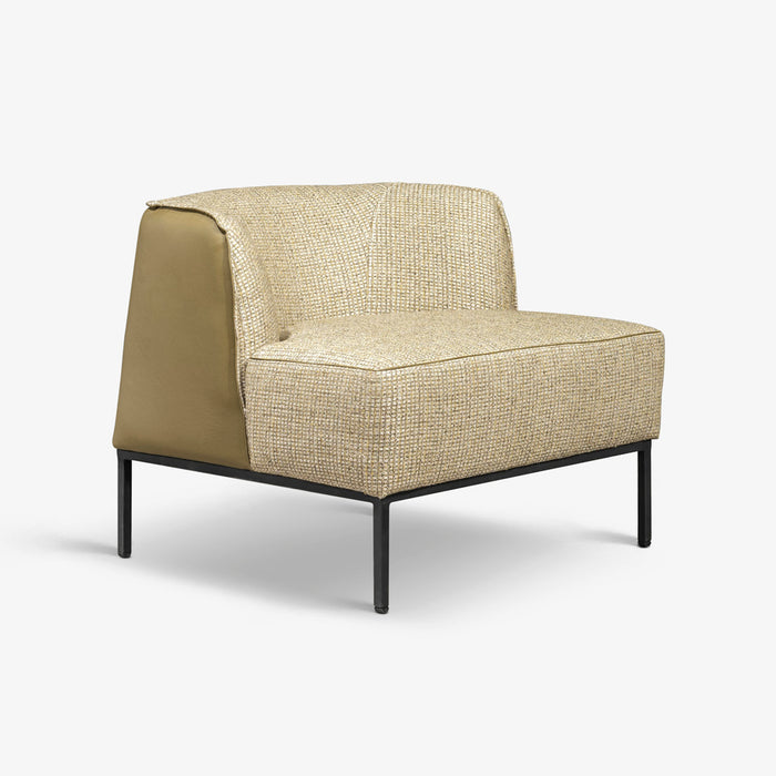VILNAO | כורסא מודרנית עם שילוב בד אריג ודמוי-עור בגווני ירוק