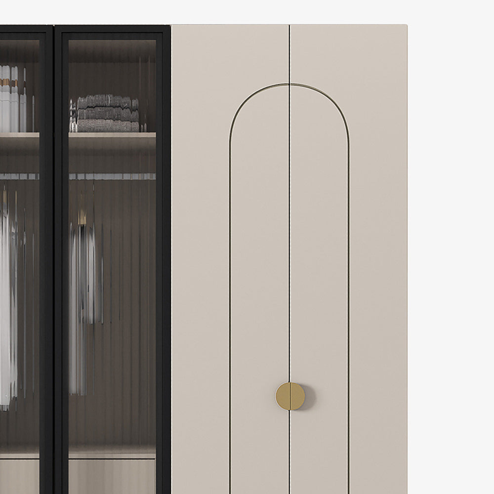INGUNN | ארון דלתות פתיחה בחיפוי מלמין ובשילוב זכוכית