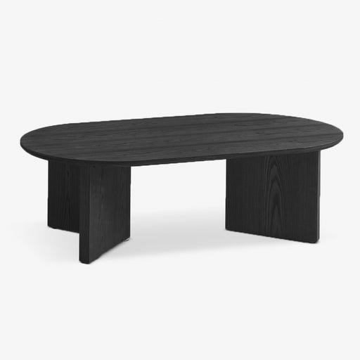 מעבר לעמוד מוצר Kambri | שולחן סלון אובלי עם רגליים מעוצבות מעץ מלא בגוון שחור