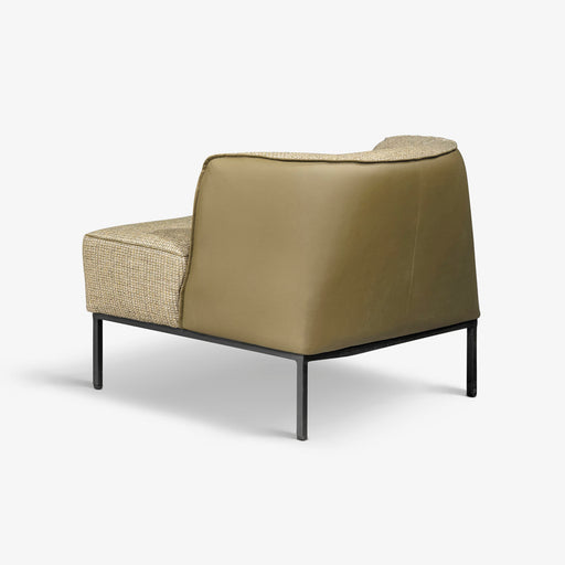 מעבר לעמוד מוצר VILNAO | כורסא מודרנית עם שילוב בד אריג ודמוי-עור בגווני ירוק