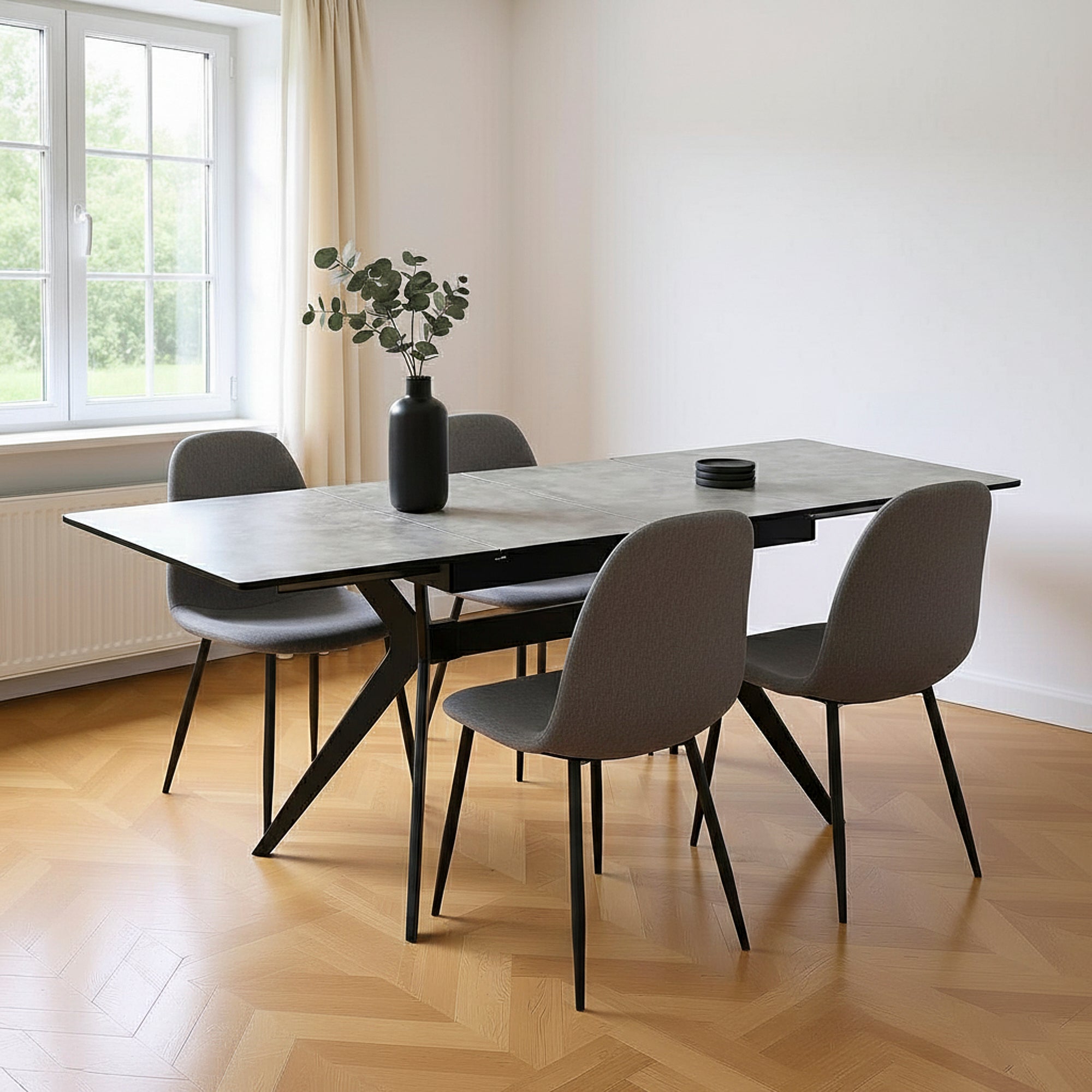 TUVAL | שולחן אוכל מלבני 140/90 ס"מ, נפתח ל-240 ס"מ, עד 10 סועדים