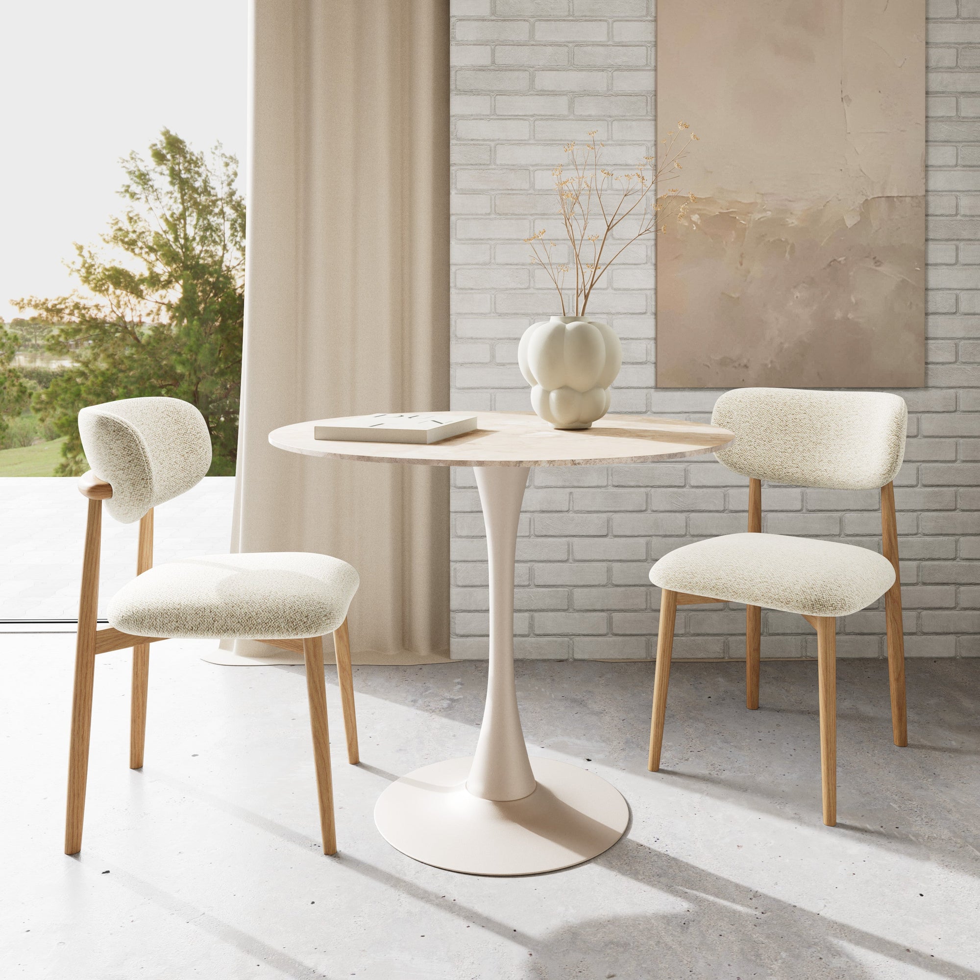 FOMATO | כיסא מרופד בבד אריג בשילוב עץ אלון - KUALA