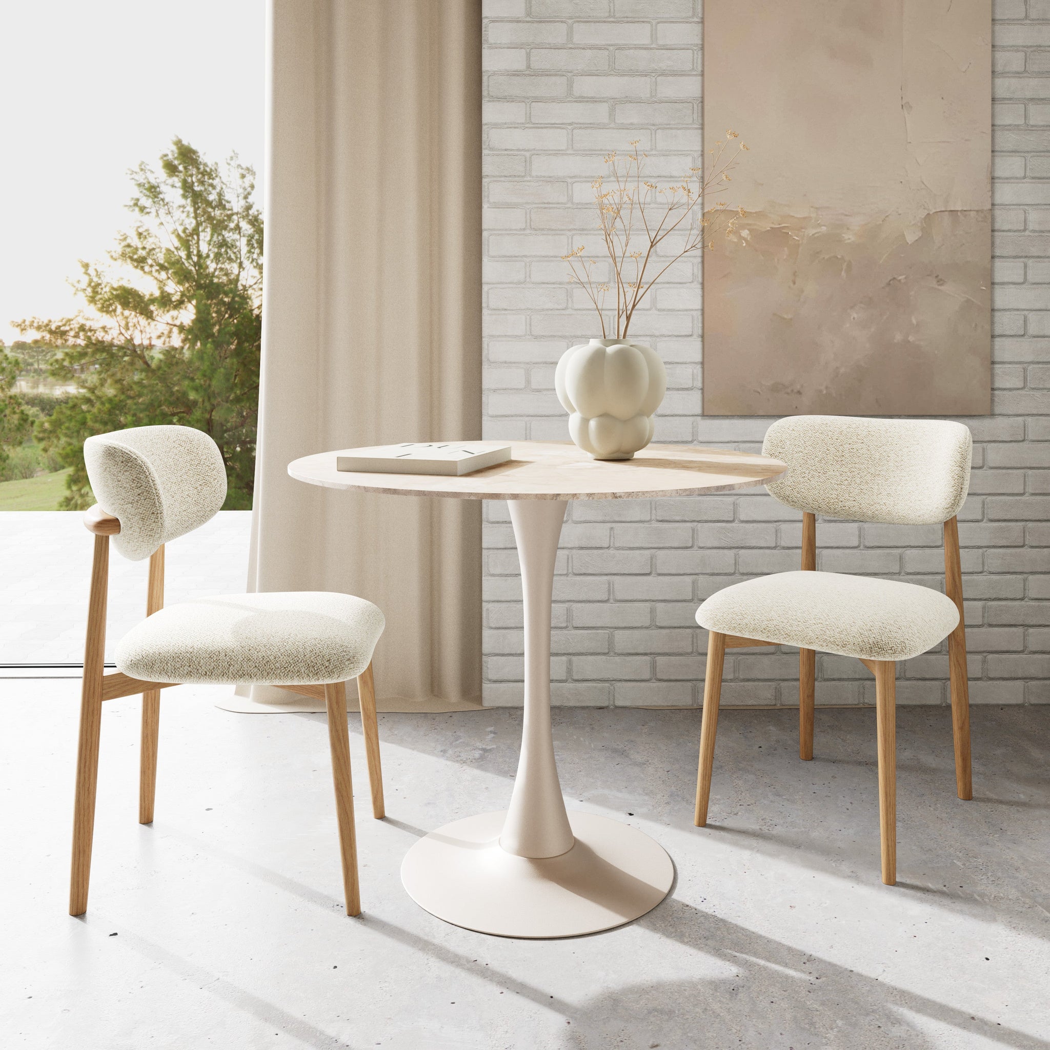 FOMATO | כיסא מרופד בבד אריג בשילוב עץ אלון - KUALA