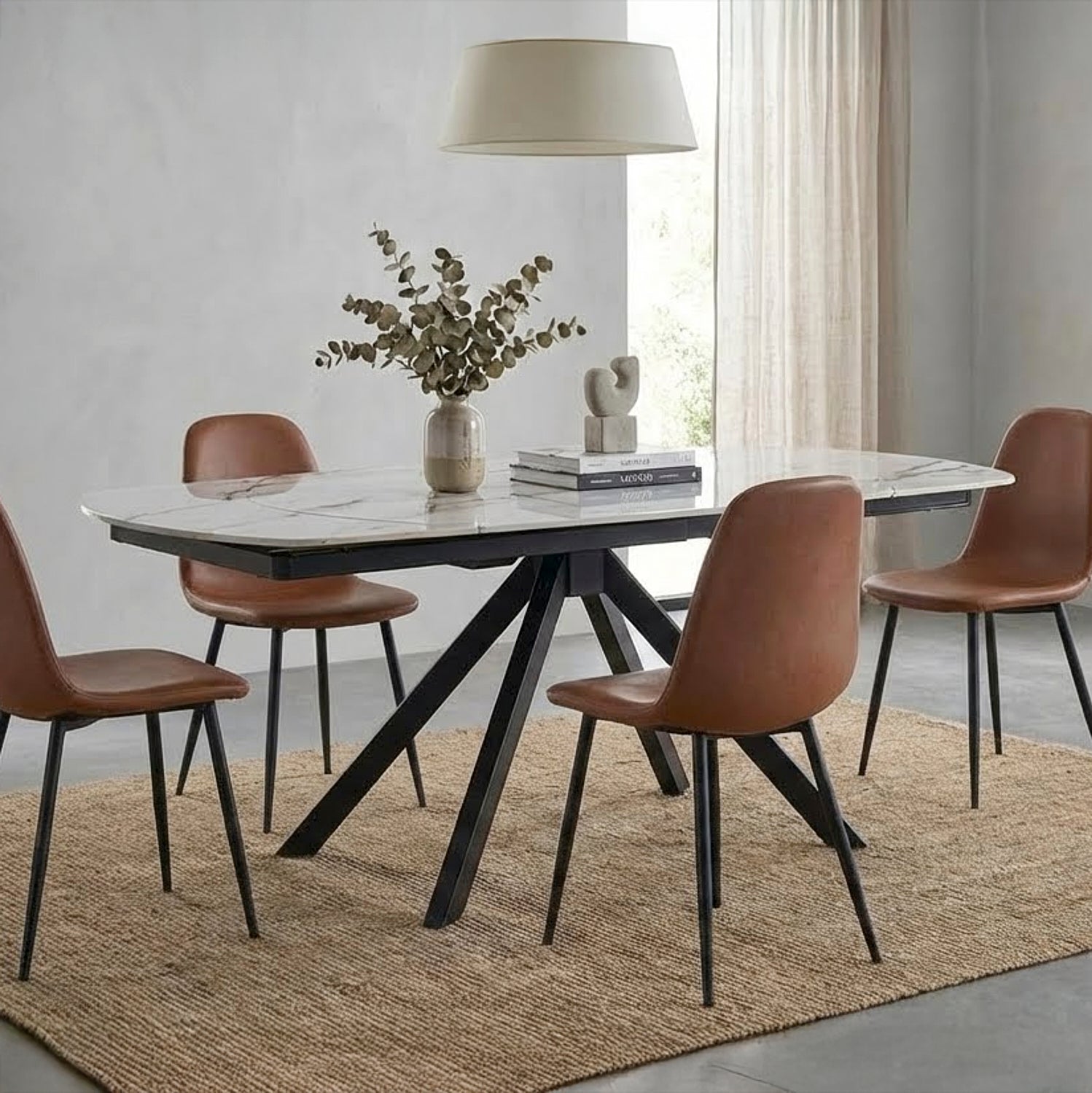 NALTY | שולחן אוכל אובלי 130/90 ס"מ, נפתח ל-190 ס"מ, עד 8 סועדים