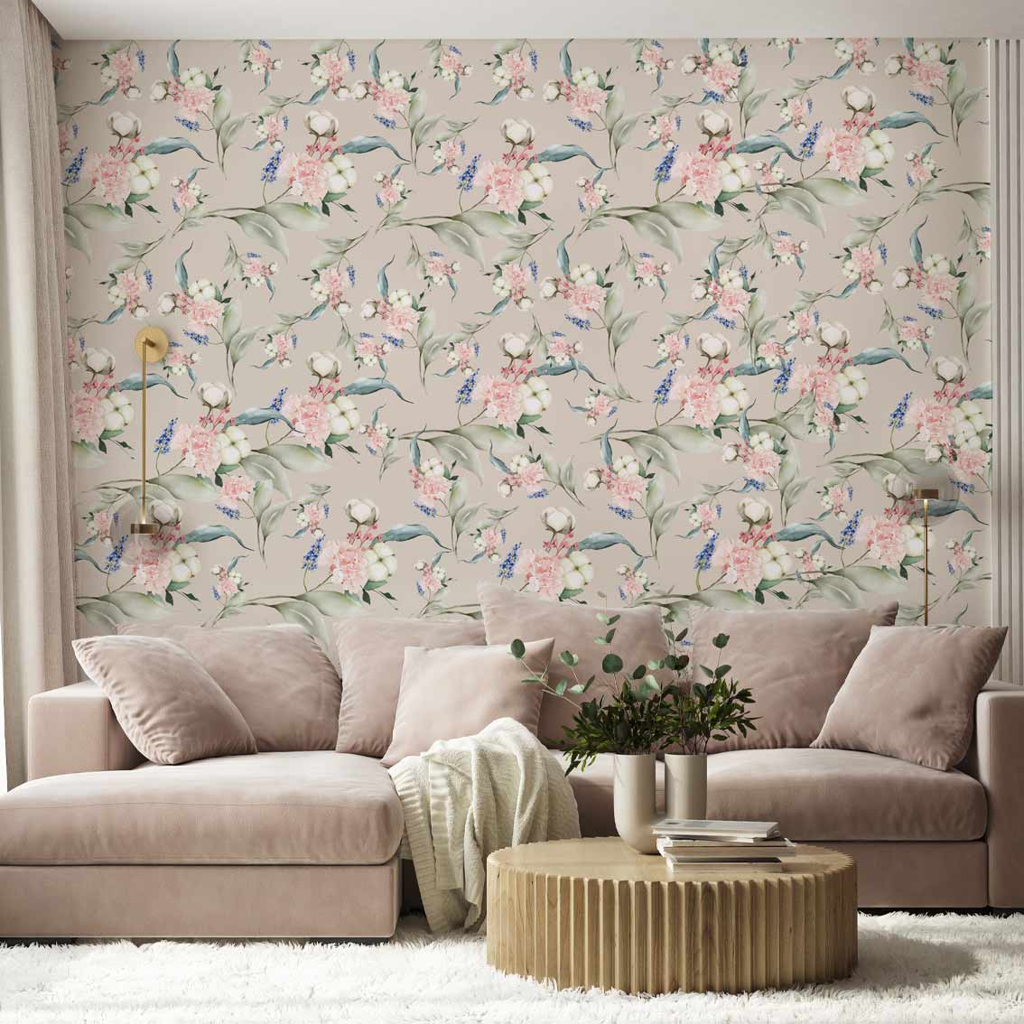 GINOF | טפט פרחים עדין בגווני פסטל