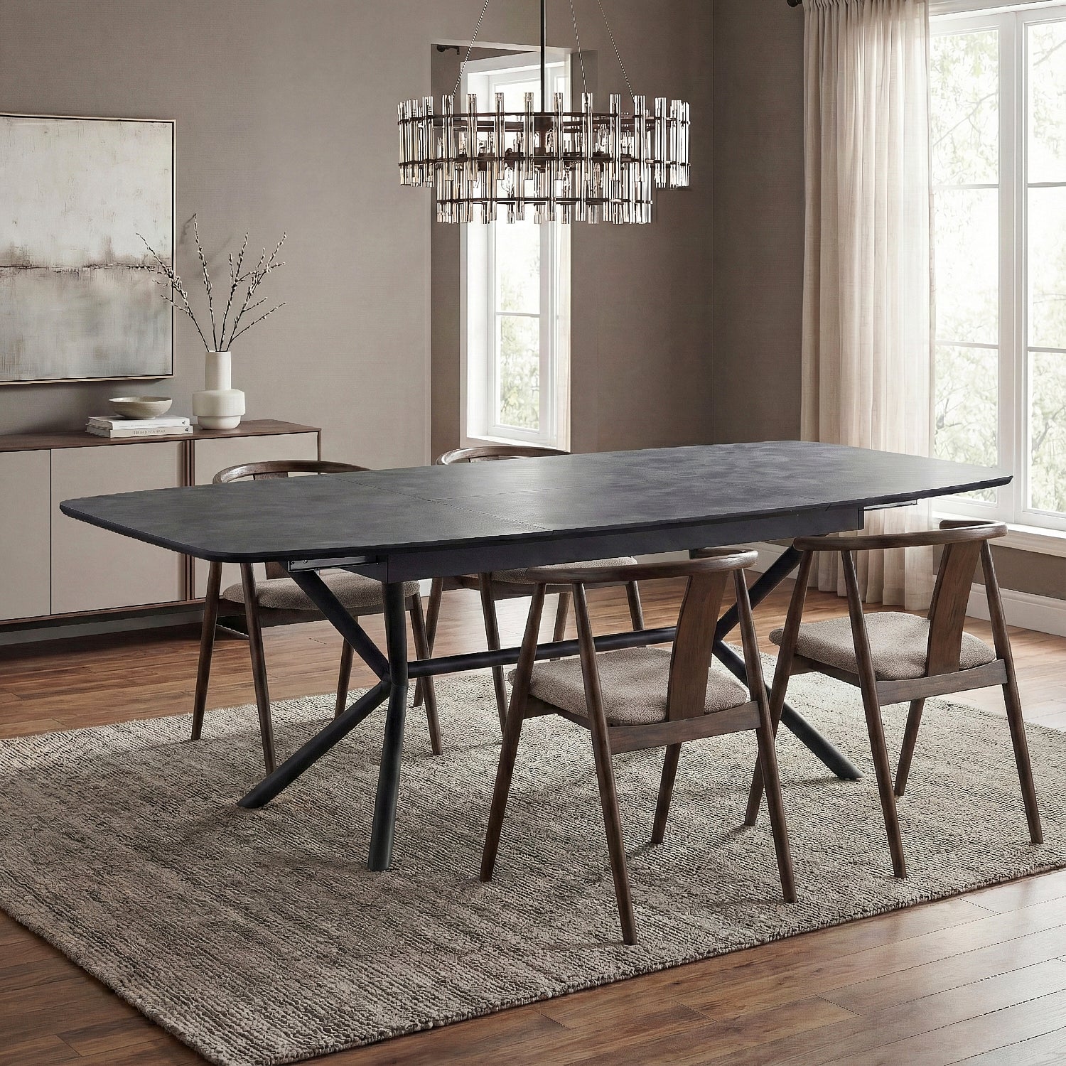 KARG | שולחן אוכל מלבני 180/100 ס"מ, נפתח ל-270 ס"מ, עד 12 סועדים