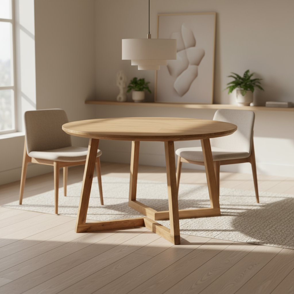 EASTON | שולחן אוכל עגול מעץ מלא קוטר 130 ס"מ, עד 8 סועדים