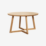 EASTON | שולחן אוכל עגול מעץ מלא קוטר 130 ס"מ, עד 8 סועדים