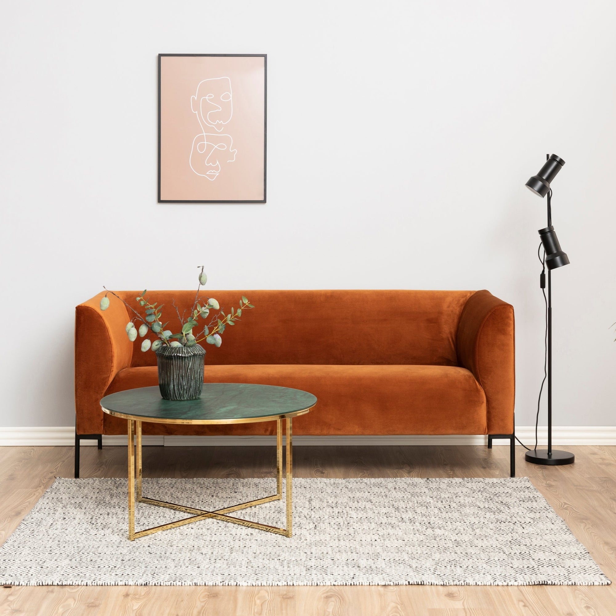 NISHA | שולחן סלון עגול משיש ומתכת, קוטר 80 ס"מ