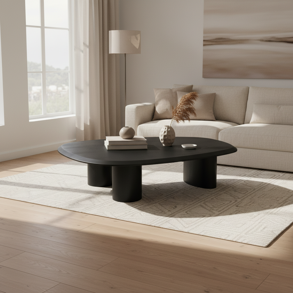 FILEON | שולחן סלון אמורפי מעץ, 96/78 ס"מ