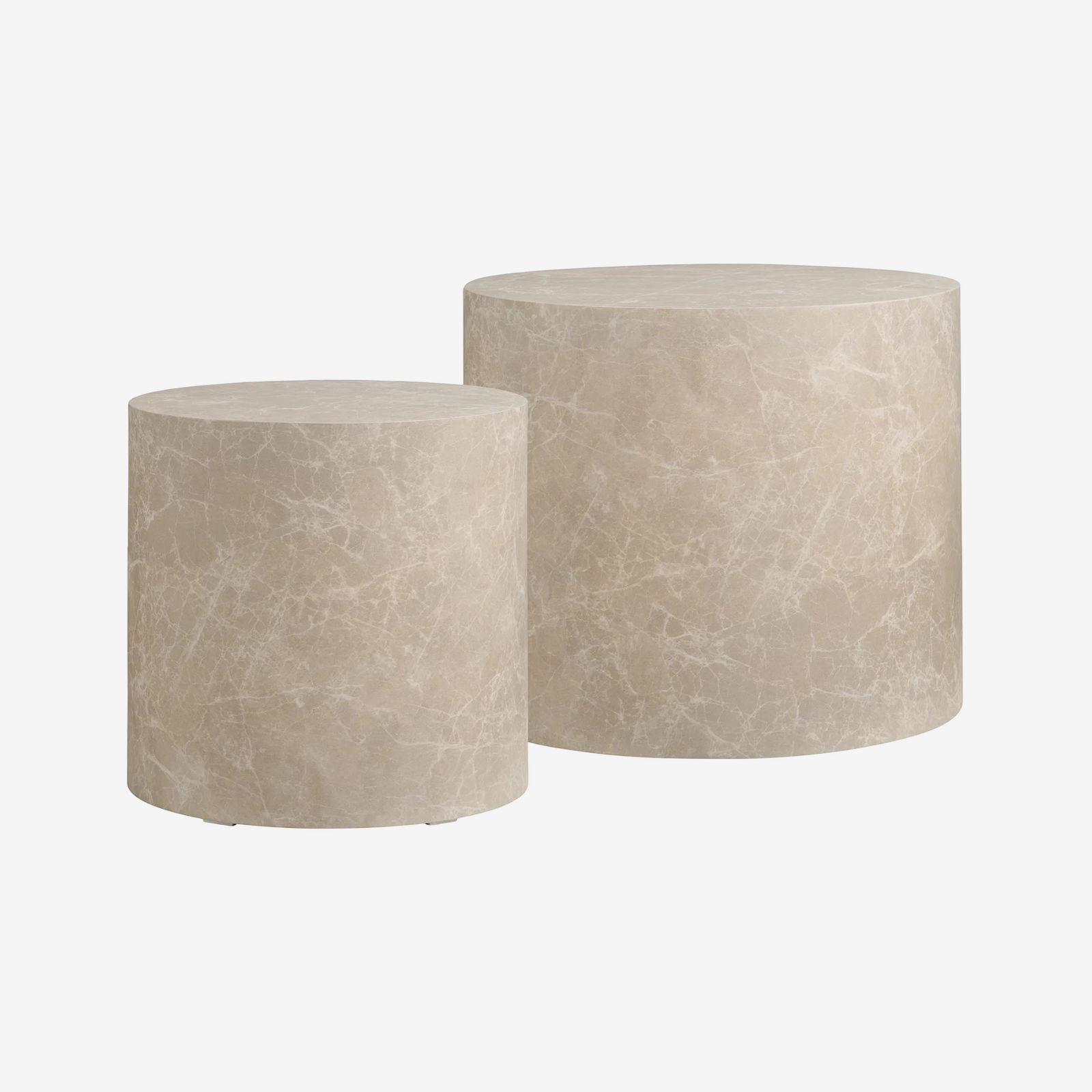 ZUMI | סט שולחנות סלון עגולים ממלמין, קוטר 38 ו-48 ס"מ