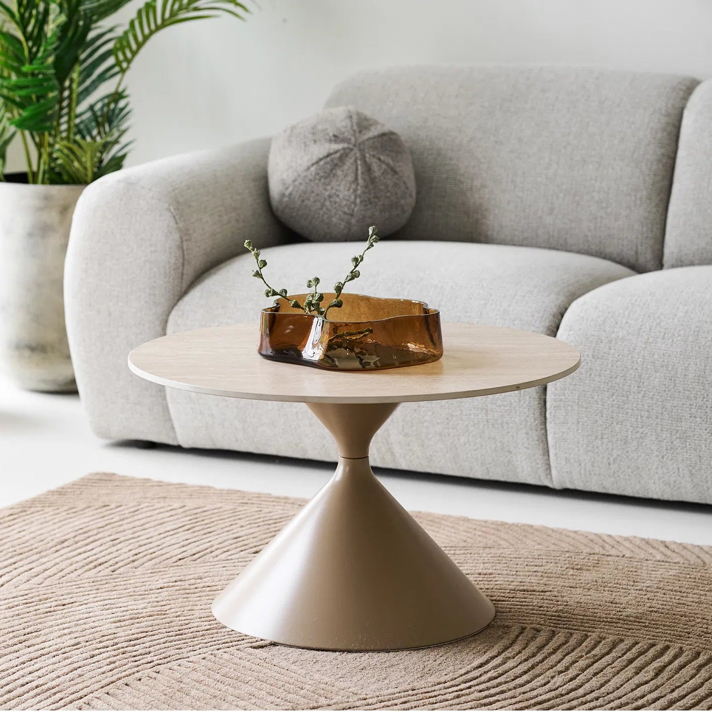 ORASKE | שולחן סלון עגול ממתכת וקרמיקה, קוטר 70 ס"מ - KUALA