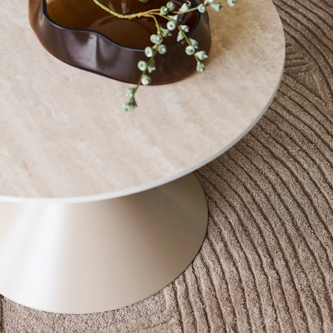 ORASKE | שולחן סלון עגול ממתכת וקרמיקה, קוטר 70 ס"מ - KUALA