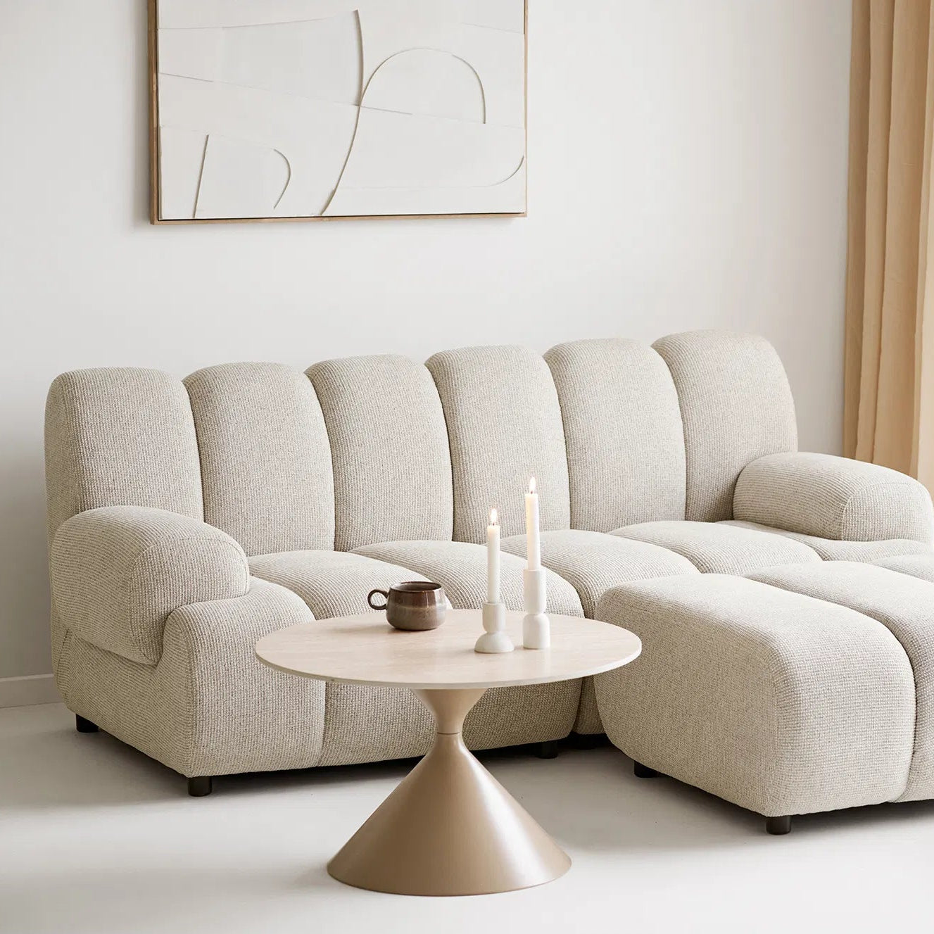 ORASKE | שולחן סלון עגול ממתכת וקרמיקה, קוטר 70 ס"מ - KUALA