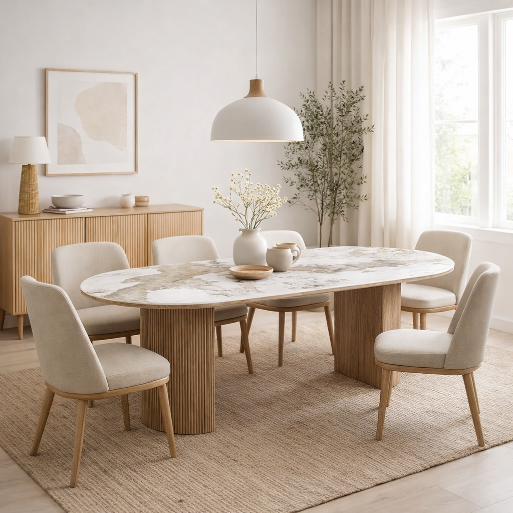 KORY | שולחן אוכל אובלי 210/100 ס"מ, עד 8 סועדים