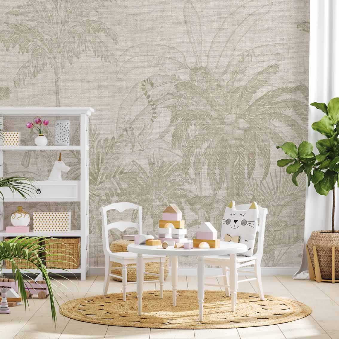 NOXUT | טפט ג’ונגל אקזוטי בטקסטורת פשתן