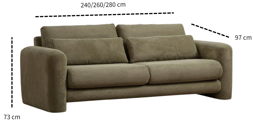 ANIMA | ספה דו-מושבית רכה מרופדת בבד קורדרוי