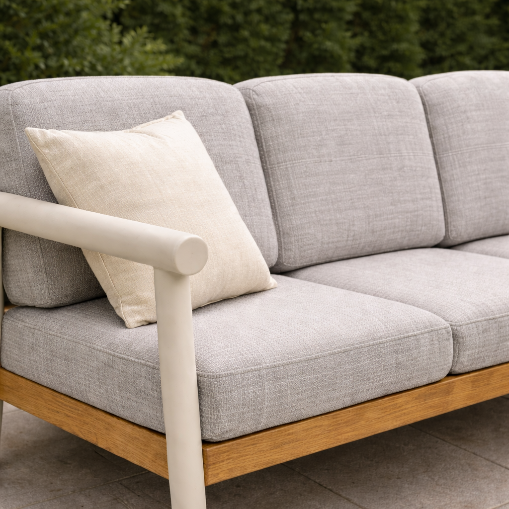 MATE | סט ישיבה מאלומיניום, דמוי עץ וכריות לגינה - KUALA