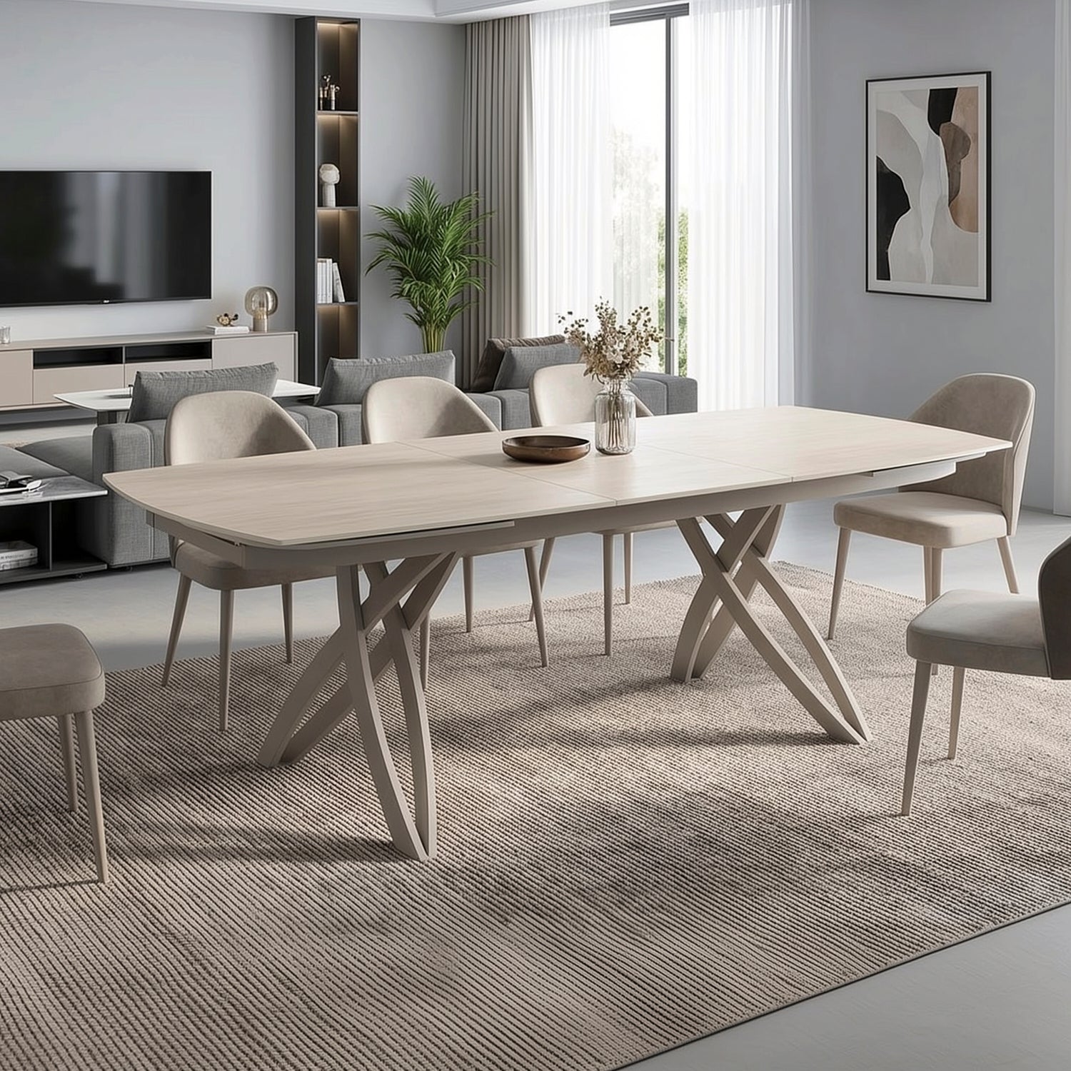 BERGLY | שולחן אוכל מלבני 200/95 ס"מ, נפתח ל-300 ס"מ, עד 14 סועדים