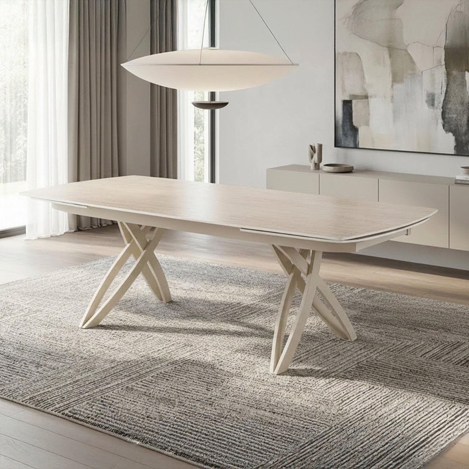 BERGLY | שולחן אוכל מלבני 200/95 ס"מ, נפתח ל-300 ס"מ, עד 14 סועדים