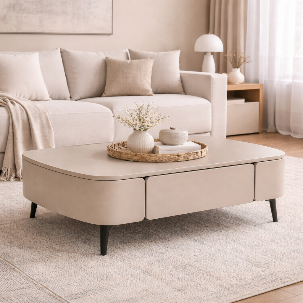 GLASSI | שולחן סלון אובלי מעץ עם מגירה, 130/70 ס"מ - KUALA