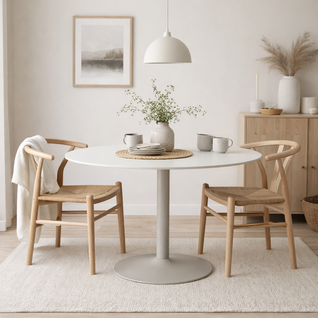 BOBORN | שולחן אוכל עגול קוטר 120 ס"מ, עד 6 סועדים