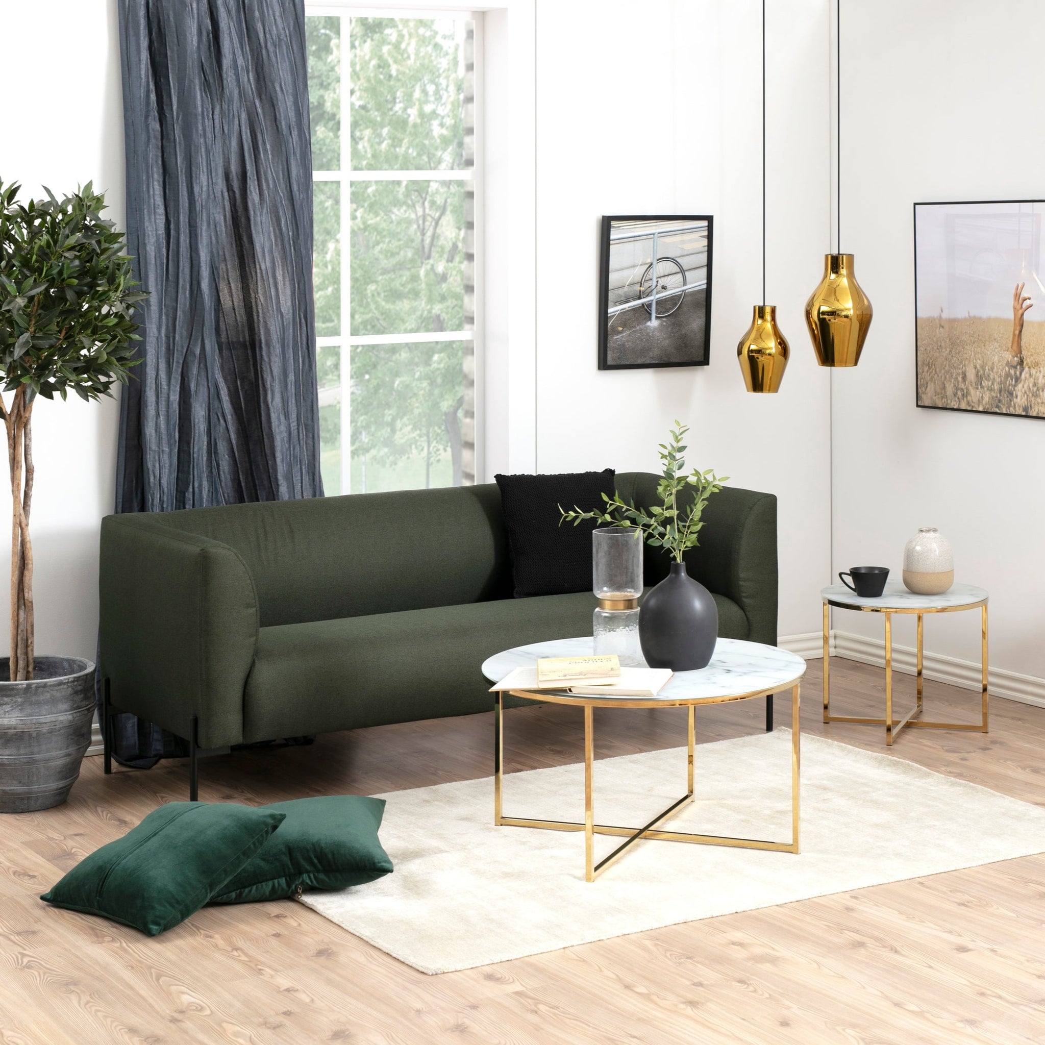 NISHA | שולחן סלון עגול משיש ומתכת, קוטר 80 ס"מ