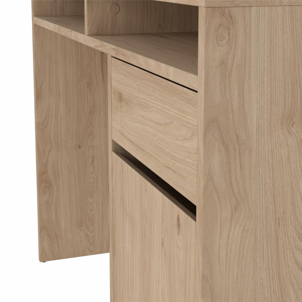 TYRI | שולחן עבודה מעץ עם מגירה, דלת אחסון ומדפים פתוחים, 110 ס"מ, גוון טבעי - KUALA