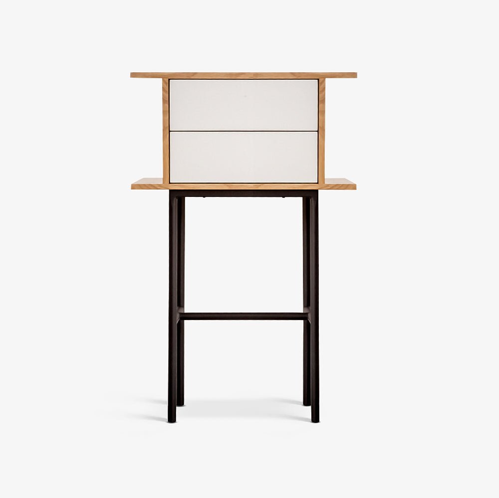 NOROVIN | שידת לילה מעץ ומתכת 50/35 ס"מ, עם מגירות