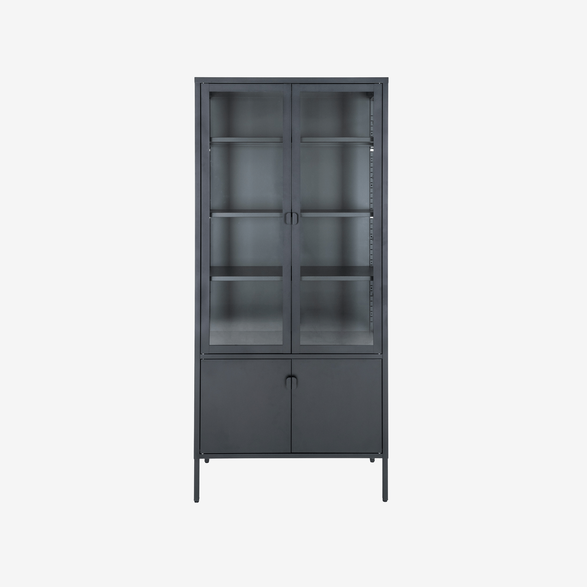 BINDLE | שידת אחסון ממתכת וזכוכית, עם מדפים סגורים