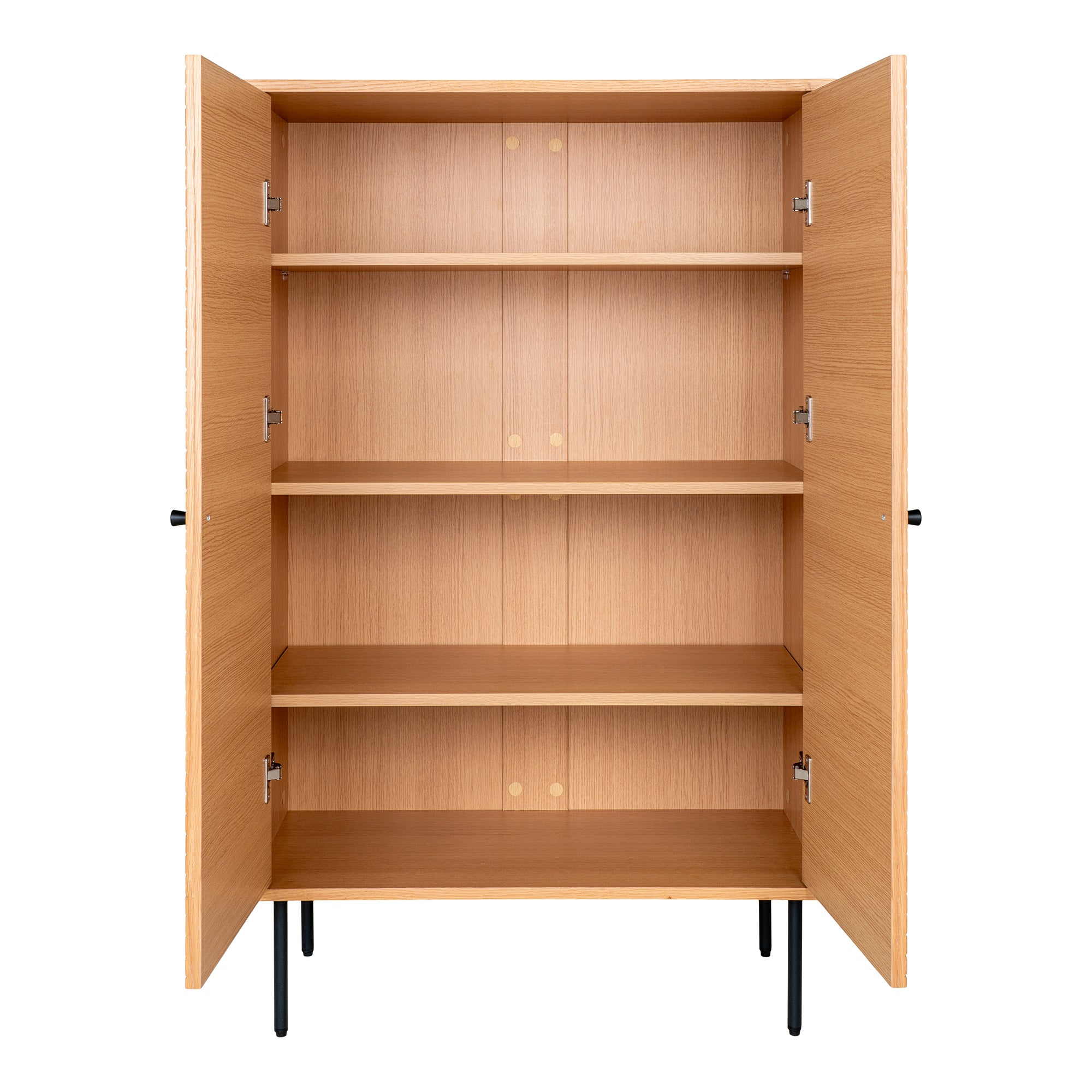 FRALY | שידת אחסון מעץ ומתכת, עם מדפים סגורים