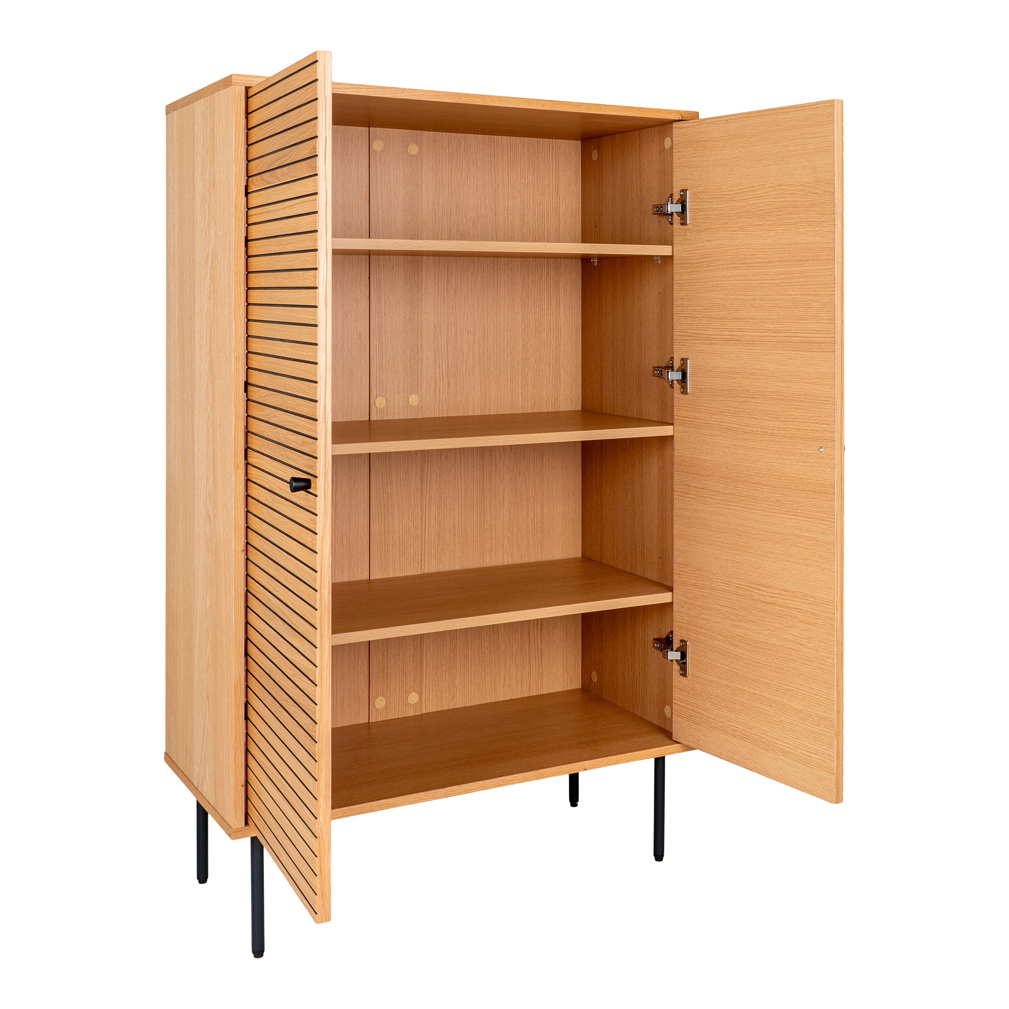 FRALY | שידת אחסון מעץ ומתכת, עם מדפים סגורים